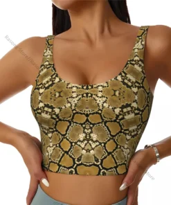 Sports Bra Women Running Yoga Clothes Vest Snake Leather Gathering Fitness Vest