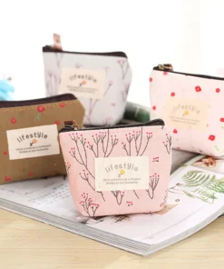 Fashion Flower Pattern Coin Purses Small Fresh Canvas Coin Wallet Lady Girls Earphone Coin Key Money Storage Bag Zipper Pouch