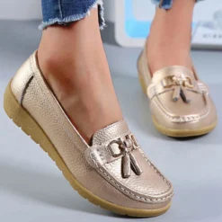 Comfortable White Leather Loafers Flats for Women