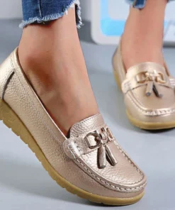 Comfortable Women's White Leather Loafers Flats