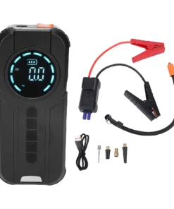 Car Jump Starter Portable Air Compressor 10000mAh with Pressure Display Emergency Lighting Cordless Tire Inflator for Car Bike