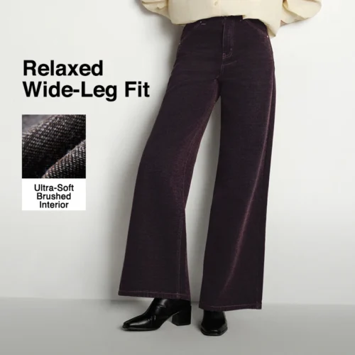 Alternative view of Semir Women's Fleece-Lined Wide Leg Jeans - Retro Cool Style