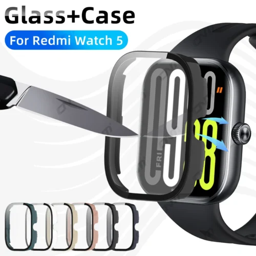 Glass+Case for Xiaomi Redmi Watch 5 Tempered Glass Screen Protector & Hard PC Protective Bumper for Redmi Watch5 Accessories