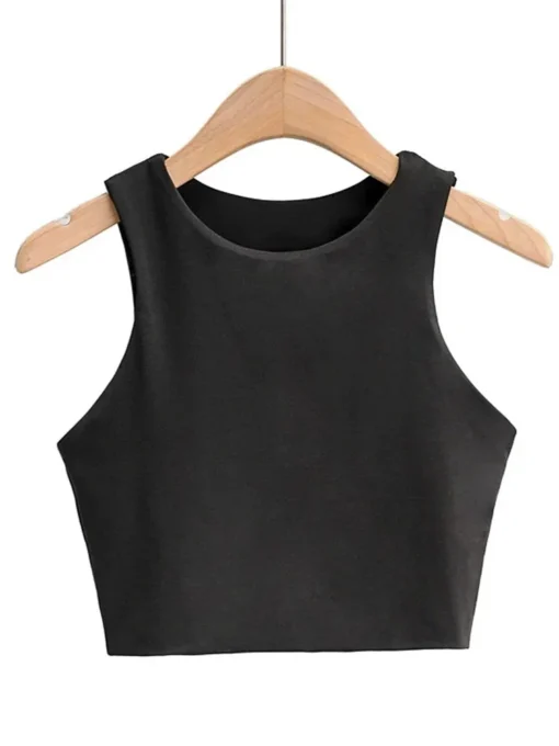 Summer Fashion Women's Slim O-neck Sleeveless Double Nylon Tank Tops in 6 Colors - Image 4
