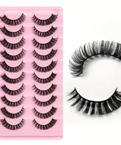 Alternative view of 10 Pairs Russian Strip Lashes DD Curl False Eyelashes Fluffy Wispy Faux Mink Lashes Pack