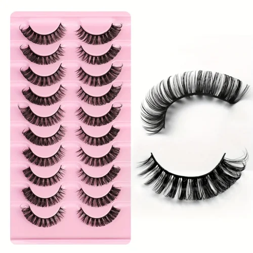 Alternative view of 10 Pairs Russian Strip Lashes DD Curl False Eyelashes Fluffy Wispy Faux Mink Lashes Pack