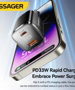 Alternative view of Essager 33W GaN USB Type C Charger Digital Display PD Fast Charging For iPhone 16 15 14 Pro Max iPad Mini 6 Xiaomi Samsung S22