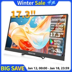 Portable 17.3-Inch HDMI-Compatible Monitor with High Resolution for Laptops and Consoles