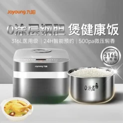 Stainless Steel Rice Cooker with Multi-Function Settings for 4-6 People
