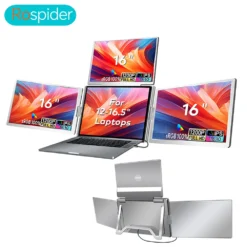 Triple Screen Portable LCD Monitor - FHD Backlit Secondary Display for Notebooks