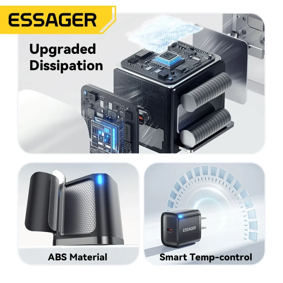 Essager Mini 30W Fast Type C Charger - PD & QC3.0 Compatible with iPhone, Samsung, and Xiaomi - Image 5