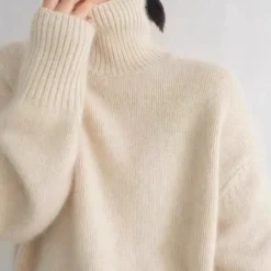 Cashmere Sweater + Thick and Warm + High Neck Loose Pullover + For Women