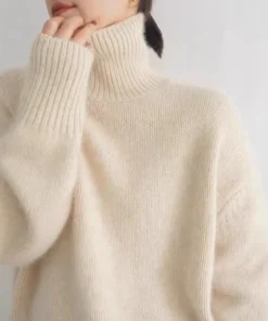 2024 Autumn and Winter New Thick Cashmere Sweater Women High Neck Pullover Sweater Warm Loose Knitted Base Sweater Jacket Tops