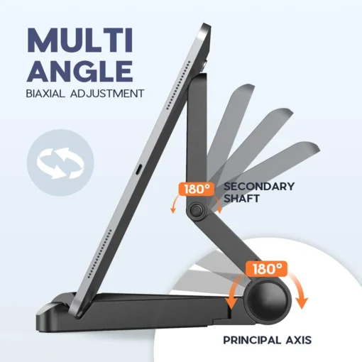 Portable Foldable iPad Stand with Adjustable Angle for Tablets and Phones 4"-11" - Image 2