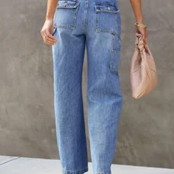 Alternative view of Wide Leg Jeans for Women - Stylish and Comfortable Light Blue Denim Pants