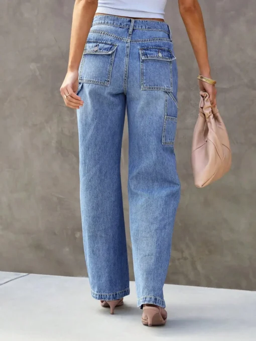 Wide Leg Jeans for Women - Stylish and Comfortable Light Blue Denim Pants - Image 2