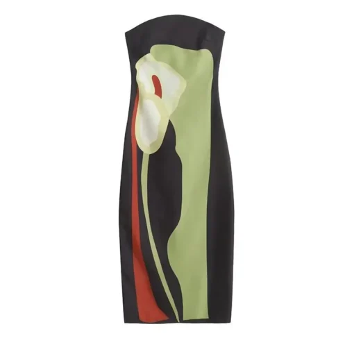 Printed Strapless Backless Long Dress with Off Shoulder Design for Summer Parties - Image 2