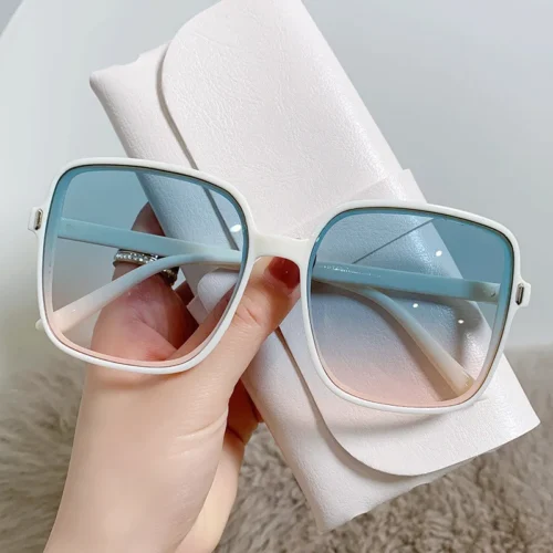 Alternative view of Vintage Rice Nail Square Women Sunglasses Round Face Ladies Anti-UV Eyewear Big Frame Sun Glasses Fashion Gafas de sol para