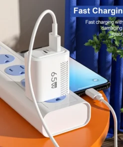 Alternative view of 65W GaN Wall Charger Adapter - USB-C Fast Charging for iPhone, Samsung, Xiaomi