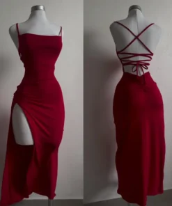 2024 explosive new dress summer high sensibility halter strap Spice Girl bag hip dress