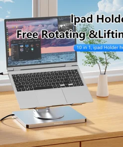 Alternative view of Blueendless Aluminum ipad Holder 10 in 1 docking C hub 4K 60Hz Type C Adapter USB3.0 5Gbps 100W PD Charger For Laptop desktop