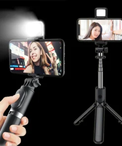 3 In 1 Selfie Stick Bluetooth Remote Tripod with Fill Light Foldable Bracket for Cell Smartphones for Tiktok Video Live Holder