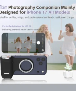 Alternative view of COMITOK Magnetic Phone Grip with Remote Control Portable Shooting Handle for iPhone Vlog Videos, Easy One-Hand Operation