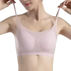 Ultra Thin Ice Silk Wireless Bra with Gathered Padded Cups for Plus Size Women