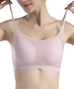 Ultra Thin Ice Silk Seamless Underwear Women Plus Size Sexy Top Soft Breathable Wireless Solid Lingerie Gathered Padded Bra