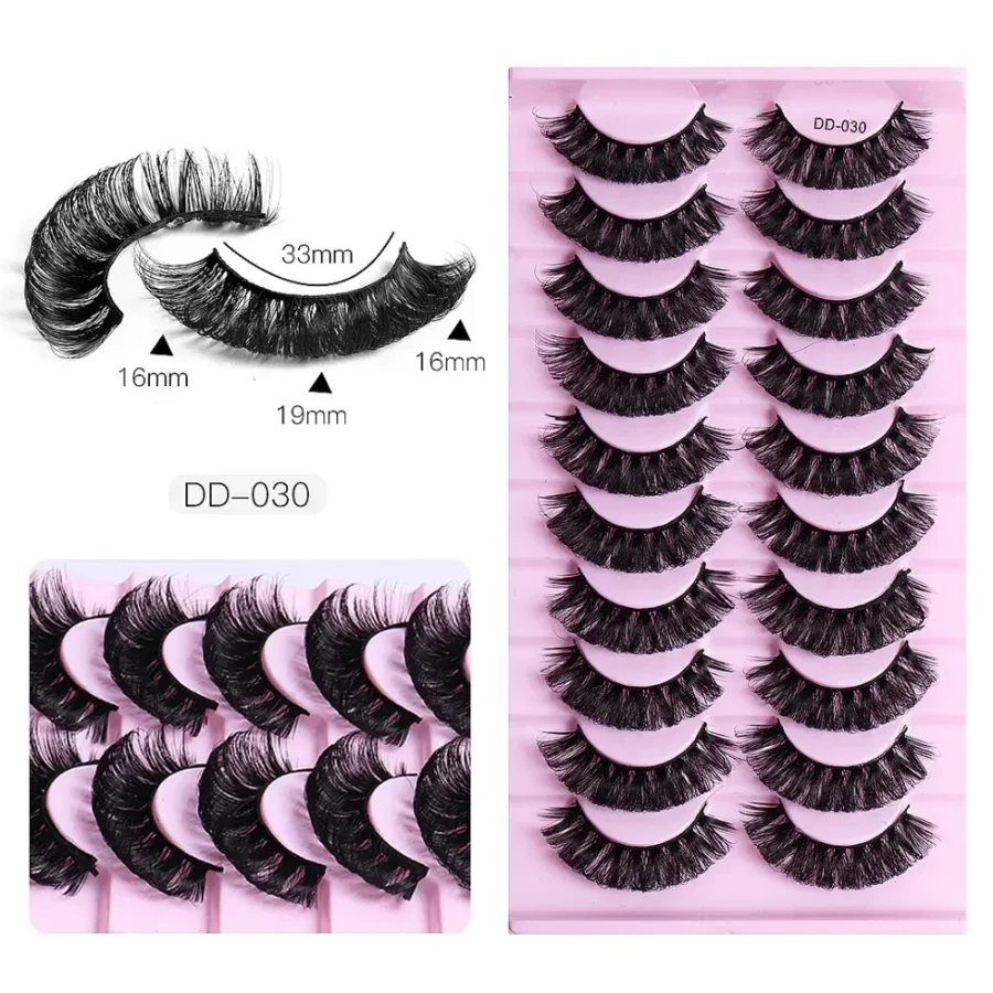 10 Pairs Russian Strip Lashes DD Curl Lashes 3D Eyelashes Reusable Fluffy False Lashes Russian Extensions - Image 6