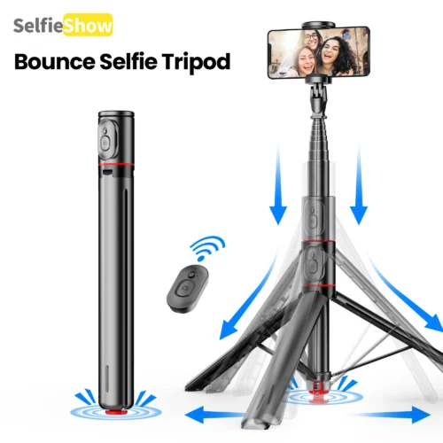 TT01 Portable 70 Inch All-in-one Auto Pop Open Tripod Bluetooth Remote Tripod Bounce Selfie Stick Phone Holder for Vlog/Video