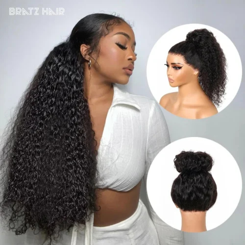 Alternative view of Glueless ready to wear Curly Natural Color Wig Human Hair 13x6 13x4 HD Lace Frontal Wigs for Woman Pre Plucked 360 Full Lace Wig
