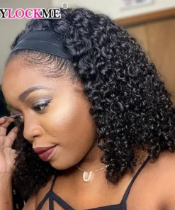 Headband Wig Human Hair Kinky Curly MYLOCKME No Glue Full Machine Made Brazilian Remy Human Hair Wigs For Women 180% Density