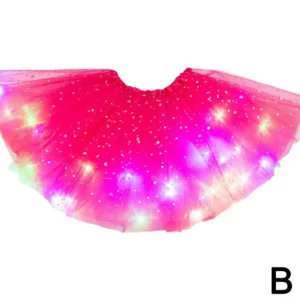 LED Tutu Skirt for Girls - Glowing Costume for Parties and Dance Events - rose red