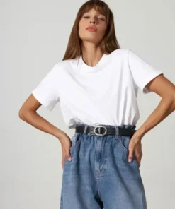 Alternative view of Bornladies Summer 100% Cotton Women's T-shirt Bottoming Basic Fashionable Solid Lady Short Sleeve Loose Tops Shirts 230g/㎡ Tops