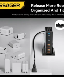 Alternative view of Essager 320W GaN Charger 8Port USB Type C Desktop Charging Station PD 100W Fast Charging For iPhone 17 16 15 iPad MacBook Laptop