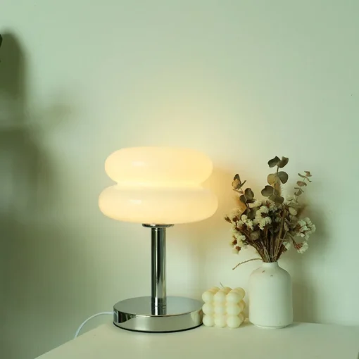Glass Table Lamp with Trichromatic Dimming for Calming Bedroom Ambiance - Image 4