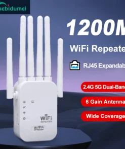 Kebidumei 1200Mbps Wireless WiFi Repeater WIFI Extender Signal Booster 2.4G 5G Dual-band Network 802.11ac WiFi Amplifier Router