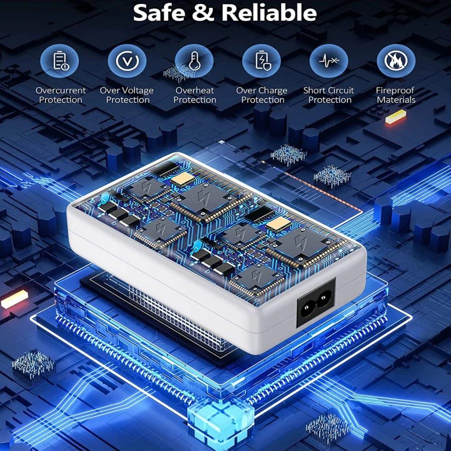 USB Charging Station 8-Ports 60W 12A Multi USB C Hub Charger with LCD Display for Cellphone Tablet Multiple Devices iPhone 14 8 - Image 6