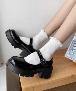 Alternative view of Shoes Women Spring Platform Leather Flats Casual Oxford Loafers Thick Bottom Ladies Wedge Lolita Shoe Mary Jane Women Moccasins