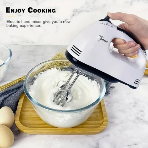 Electric Handheld Mixer with 7-Speed Settings - Ideal for Baking and Whipping Dough, Cream, and Eggs