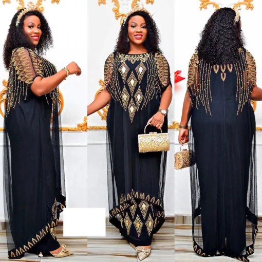 Traditional African Mesh Caftan Dress - Elegant 2023 Design for Women - Image 5