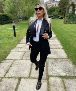 Alternative view of Women's Suit 2 Piece Black Point Lapel Jacket Party Tuxedo Lady Pant Suit Blazer Trousers Female Outfit 정장세트여성