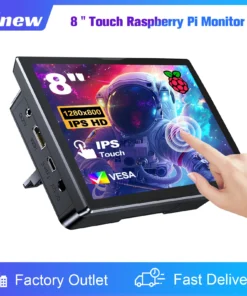 8-Inch Raspberry Pi Touch Screen Monitor - 1280x800 Resolution, HDMI & USB, Built-In Fans and Speaker