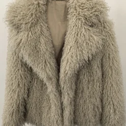 Alternative view of Faux Fur Winter Jacket for Women – Thick, Khaki, Long Sleeve, Warm Outwear