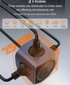 Alternative view of LDNIO Cube Power Strip 65W Charging Stations 2M Electric Extension Power Cord Uk Us Eu Plugs Adapter Usb Socket Surge Protector