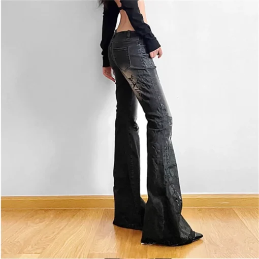 Gothic Flare Jeans with Vintage Baggy Style for Women - Image 4