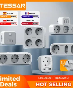 TESSAN EU Plug Power Strip with AC Outlets and USB Charging Ports Multiple Wall Socket Adapter for Home Office enchufe múltiple