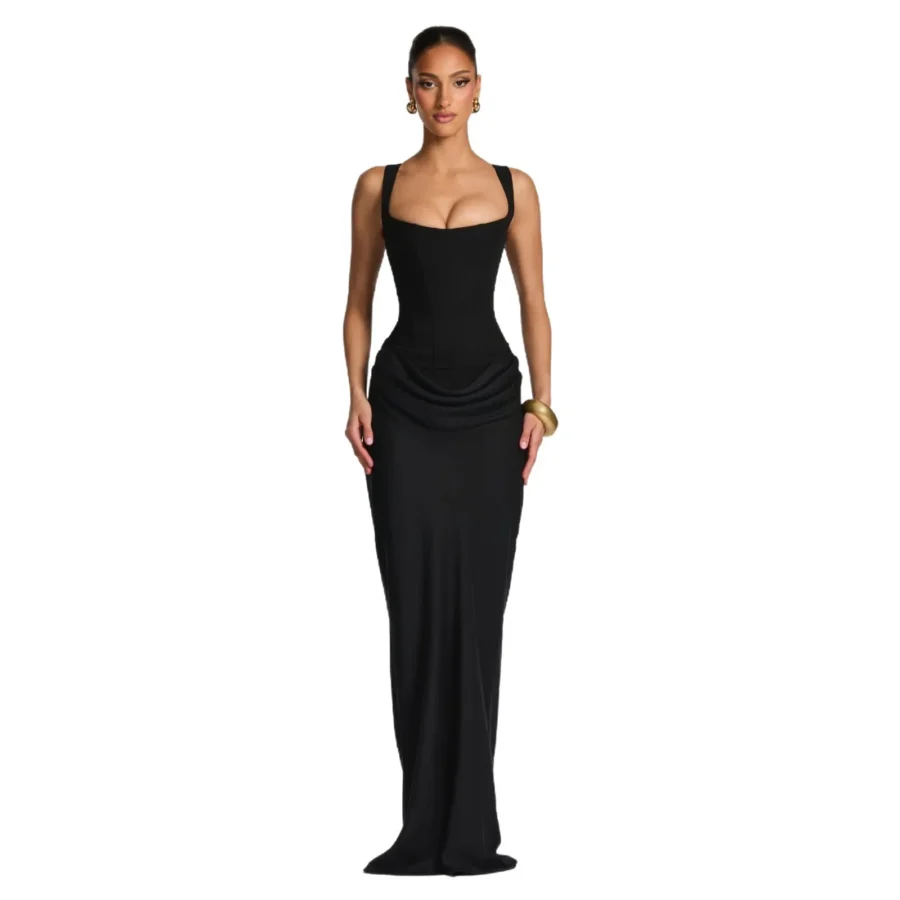 Women's Casual Long Sleeve Slim Fit Fishbone Jumpsuit Dress - Image 4