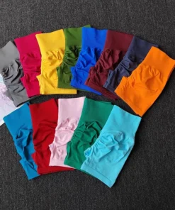 High Waist Peach Yoga Shorts for Women – Knitted, Elastic, Comfortable Fit